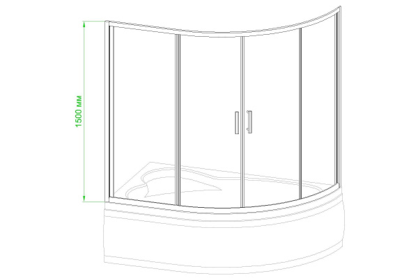 Шторка для ванны Royal Bath 150х100х150 см, хром/прозрачное  стекло, RB150ALP-T-CH