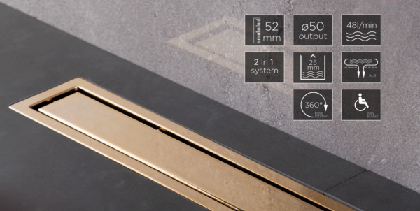 Душевой лоток Pestan Confluo Premium Line 450 Gold, 13100051