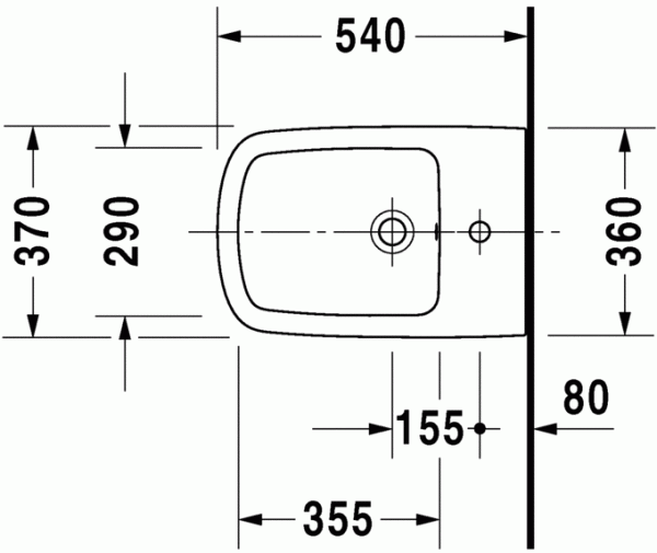 Биде подвесное Duravit Durastyle 370 х 540 мм, 2282150000