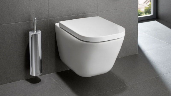 Набор - инсталляция Geberit + кнопка хром Delta 21 с безободковым унитазом Roca Gap, крышка микролиф