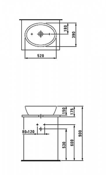 PRO раковина-чаша 52*39 см, без отверстия для смесителя 8.1296.4.000.109.1