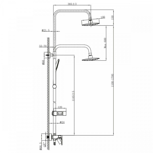 Душевая система Lemark Tropic черный, LM7002BL