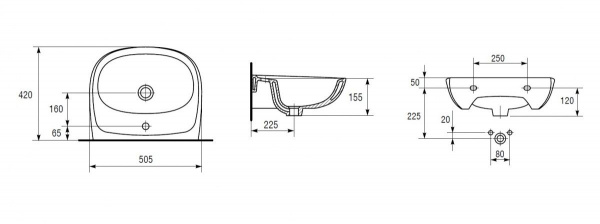 Раковина MITO MARKET 50 B 1 отв., белый (S-UM-MIM50/1-w)