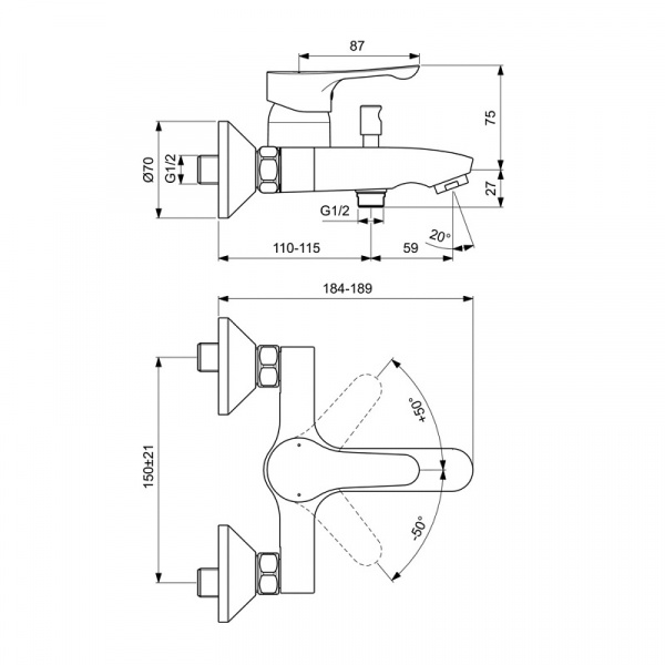 Промо комплект 3 в 1 Ideal Standart ALPHA (BC486AA + BC654AA + B1489AA), BD004AA