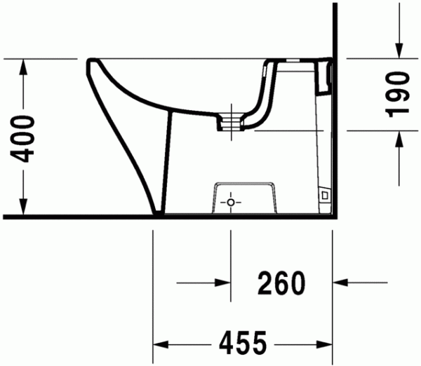 Биде напольное приставное Duravit DuraStyle с 1 отв под Смеситель. с креплением, белый, 2283100000