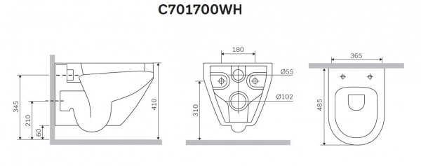 Подвесной унитаз AM.PM Spirit V2.0 FlashClean, C701700WH