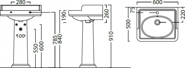 Раковина Kerama Marazzi Pompei/Помпеи 60 с крепежом, PO.wb.60