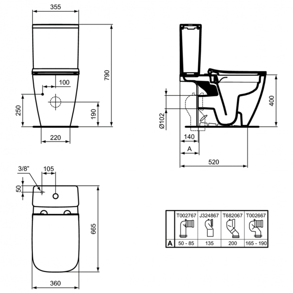 Бачок для унитаза Ideal Standard i.life A, нижняя подводка, 4,5/3 л., T472301