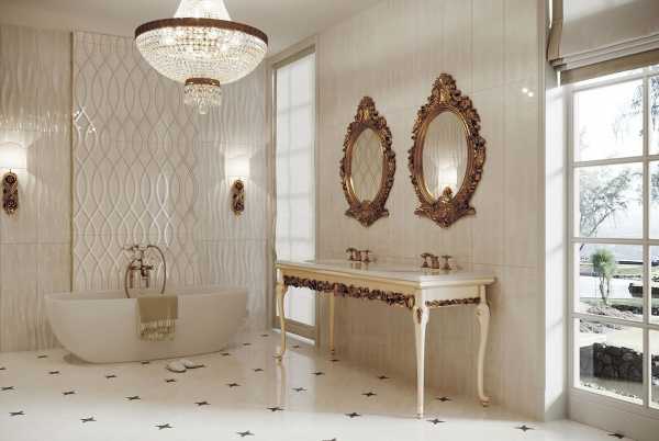Керамическая плитка настенная Eurotile Ceramica LIA (рельеф волна) 29,5х89,5, 141 LIB1BN