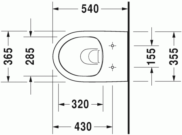 Унитаз подвесной Duravit DuraStyle BASIC безободковый с креплением, белый, 2562090000