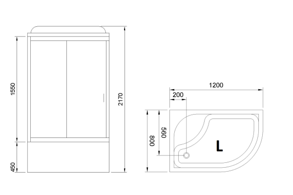 Гидромассажный бокс Royal Bath 120х80х217, матовое стекло, хромированный профиль, левая, RB 8120ВК1-