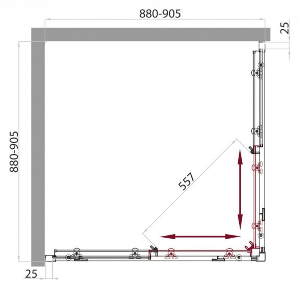 Душевая кабина BelBagno Sela 900x900x1900, текстурное стекло, хромированный профиль, SELA-A-2-90-P-C