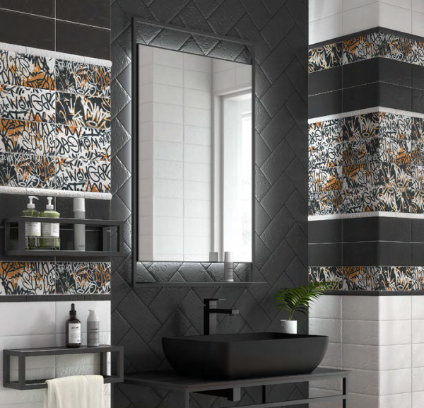 Панно Kerama Marazzi Милан Граффити, панно из 4-х частей 39,6x20x8, OP\A210\4x\19060