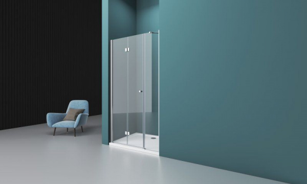 Душевая дверь BelBagno 1500x1950, прозрачное стекло, хромированный профиль, ALBANO-BS-13-60+90-C-Cr