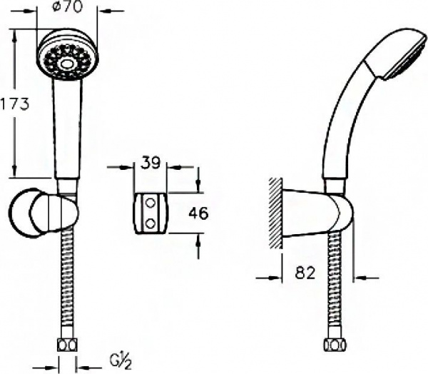 Душевой гарнитур Vitra Nano 1F, хром, A45697EXP