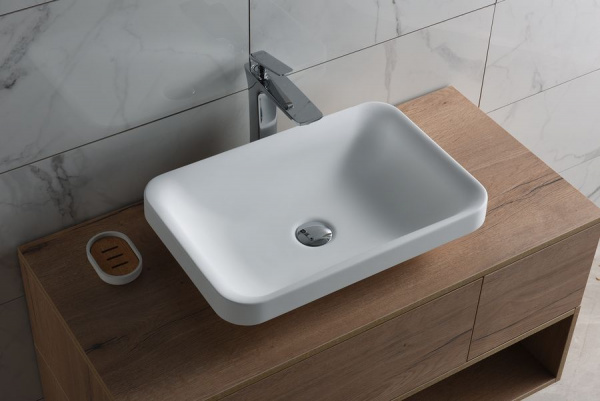 Раковина Aqua de Marco Вита St, 55 см, литьевой мрамор, белый, 255VITA