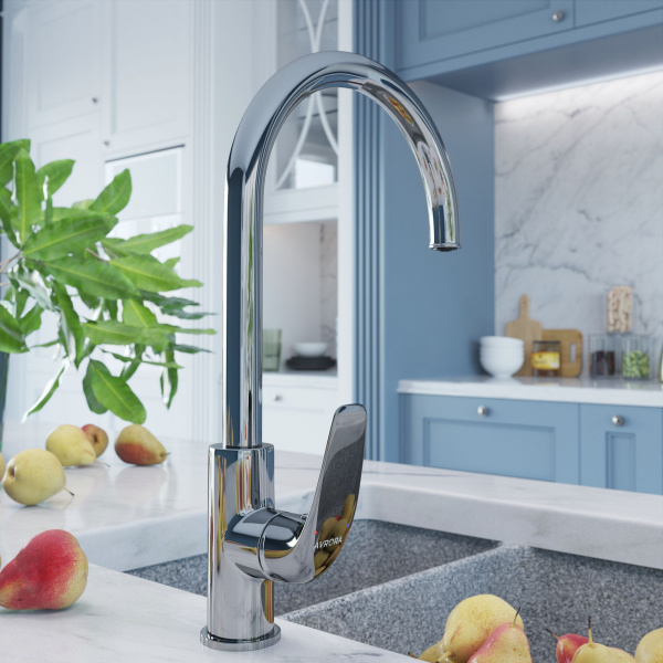 Смеситель для кухни Avrora Glade с высоким поворотным изливом, AV3021