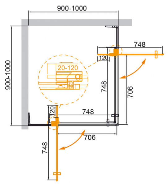Душевая кабина Cezares SLIDER-A-2-90/100-C-Cr
