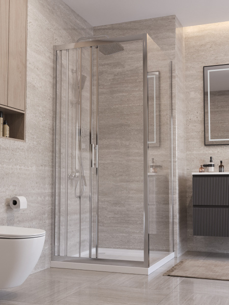 Душевая кабина BelBagno 80*100 см, профиль хром, UNO-195-AHF-31-100/80-C-Cr