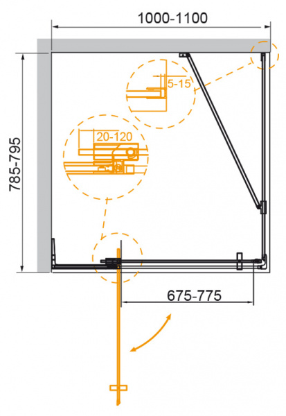 Душевая кабина Cezares SLIDER-AH-1-80-100/110-C-Cr