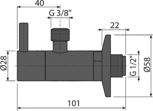 Угловой вентиль Alcadrain с фильтром 1/2"×3/8", черный-мат ARV001-BLACK