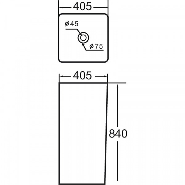 Раковина SantiLine 405x405x840, напольная (моноблок), черный матовый, SL-4013MB