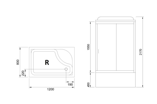 Гидромассажный бокс Royal Bath 120х80х217, матовое стекло, белый профиль, правая, RB 8120BP2-M-R
