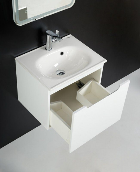 Раковина BelBagno, 60 см, керамическая полувстаиваемая, прямоугольная, белая, BB1923-600