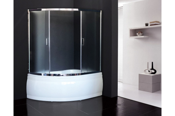 Шторка для ванны Royal Bath 150х100х150 см, хром/матовое  стекло, RB150ALP-C-CH