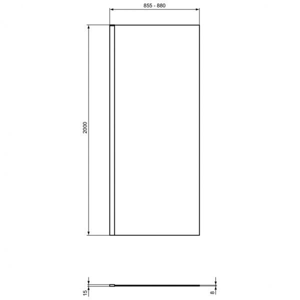 Душевая стенка Ideal Standard I.Life WetRoom 90 см, T4871EO