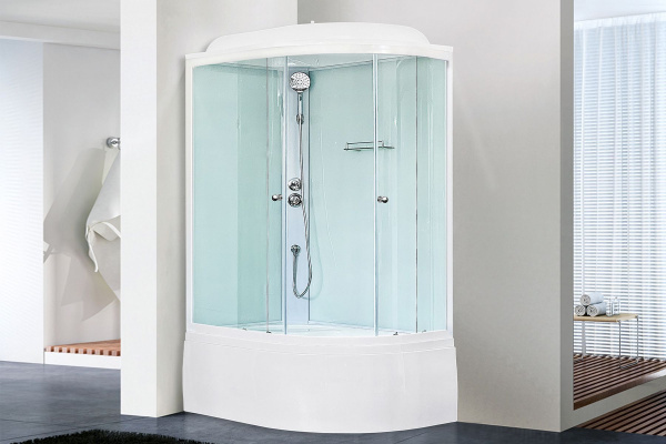 Гидромассажный бокс Royal Bath 120х80х217, белое/прозрачное стекло, белый профиль, левая, RB 8120BK5